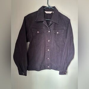 VTG St John’s Bay Women’s Medium Black Denim Jean Jacket Chore Coat Biker Goth